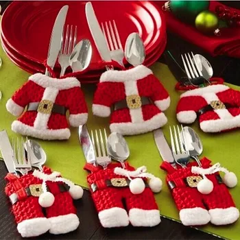 6pk Božično Dekoracijo Za Dom jedilni pribor Holdersanta Žepi Večerja Nož, Vilice Imetniki Santa Claus Božični Okrasek