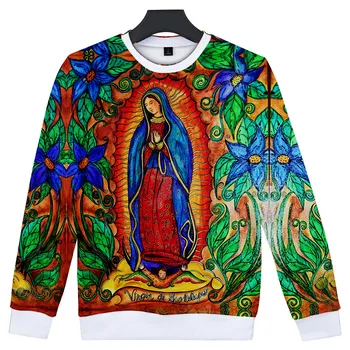 8 Do 20 Let Otroci Hoodies Naše Gospe Iz Guadalupe Devica Marija Katoliške Mehika Hoodie Majica Moški Ženske blagovne znamke Trenirka zgornji deli oblacil