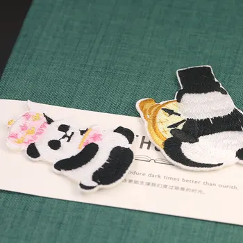 9pcs Panda obdelava likanje termalne nalepke vezenega obliži na oblačilih značke appliuqe nalepke za nalikanje obliž za oblačila