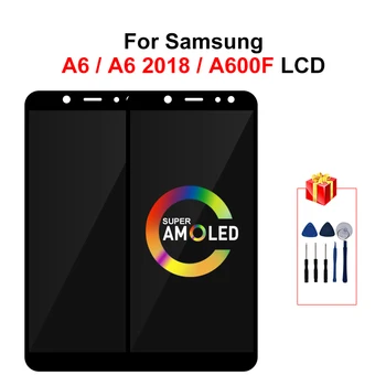 A600F Zaslon Super AMOLED Za Samsung Galaxy A6 2018 A600 LCD Zaslon na Dotik, Računalnike Nadomestne Dele SM-A600FN Zaslon