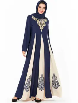 Abaya Muslimanske Ženske Vezenje Dolg Rokav Obleka Arabski Haljo Jilbab Tam Kaftan Islamske Obleke Barvo Mozaik Turški Maxi Obleke