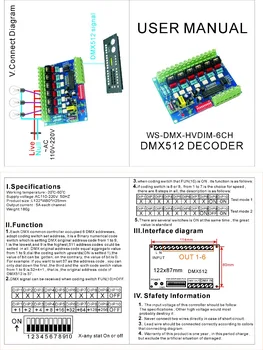 AC110V - Visoke napetosti 220V 50HZ 6 kanalov Dimmer odbor 6CH DMX512 Dekoder DMX 5A/CH Za Žarnice, žarnice Fazi luči