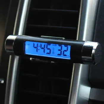 Air outlet termometer za avtomobilski deli auto okras Avto Termometer Svetlobna Ura Avto Z Air Outlet Termometer