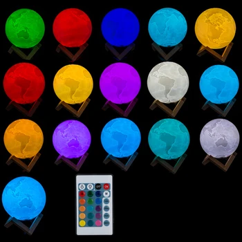 Akumulatorska 3D Luna Svetilka, LED Svetloba Night 16 barve Dotik Stikala Luna Svetlobe, Spalnica Dekoracijo Darilo za Rojstni dan Dropshipping