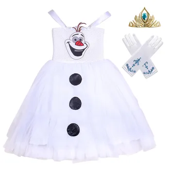 Ali Želite, da Zgradite Snežak Olaf Tutu Obleko za Deklice, Snežna Kraljica Elsa Čarobno Otroci Risanka Poletje Off Ramenski Frocks Oblačila