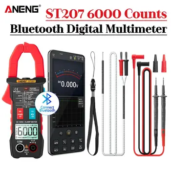ANENG ST207 Digitalni Novo Strokovno Bluetooth Objemka Meter 6000 Count DC/AC True RMS Multimeter Hz Kapacitivnost Tester Napetosti