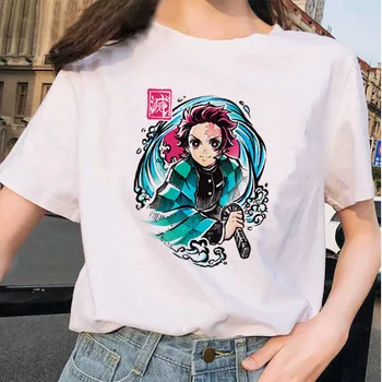 Anime Demon Morilec Harajuku ženska majica s kratkimi rokavi Ulzzang Tiskanja Grafika Majica Kimetsu Ne Yaiba Kawaii majica s kratkimi rokavi Ženske Ženske majice