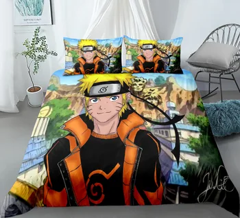 Anime Naruto Posteljnina Nabor 3D Cartoon Prevleke za Odrasle Otroci Doma Odeja Pokrov Velikost Posteljnina Nabor Bedclothes Toplo Set