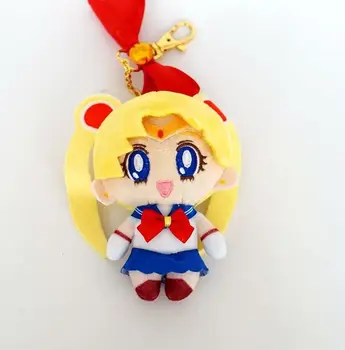 Anime Srčkan 25. Obletnico Sailor Moon Mars Merkur Jupiter, Venera Chibiusa Plišastih Keychain Polnjene Plišastih Ključnih Verige Vrečko Obesek