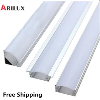 ARILUX 1X 5X 10X V U YW 1,8 cm Širok Tri Slog 50 cm Aluminij Kanal Nosilec za LED Trak Svetlobe Bar Pod Kabinet Svetilka Kuhinja