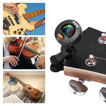 AROMA AT-11 Clip-on Tuner Barvni Zaslon za Kromatične Kitaro, Bas, Ukulele Violina, kitara deli kitare Tunner kitare dodatki
