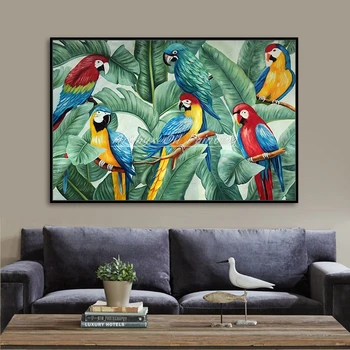 Arthyx Velikosti Ročno Poslikane Papiga Živali Oljnih Slik Sodobnih Povzetek Platno Slike Wall Art Plakati Za Sobo Doma Dekor
