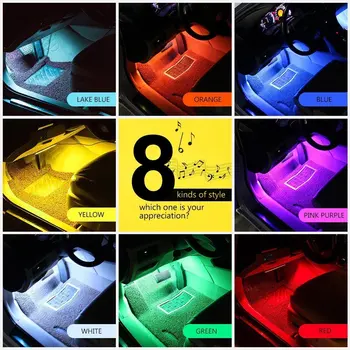 Avto LED Notranja Osvetlitev, USB 48 Led Brezžični Daljinski upravljalnik Multicolor Glasbe Notranjost, svetilne Trakove, Luči za Avto, TV Dom