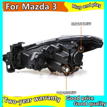 Avto Styling Glavo Svetilka ohišje za Mazda3 Axela Žarometi mazda 3-2016 LED Smerniki DRL Objektiv Dvojnim Snopom, Bi-Xenon HID