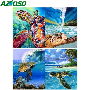 AZQSD DIY Unframe Barvanje Z Število Kompletov Morska Želva Slike Tako, Številke, Živali, ki se opira Na Platno Handpainted Darilo