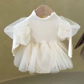 Baby Dekle Bodysuit Novorojenčka Princesa Baby Obleko Za Dekle 1. Rojstni dan Poroke Malčke Baby Girl Obleke Bombaž Krst Obleko
