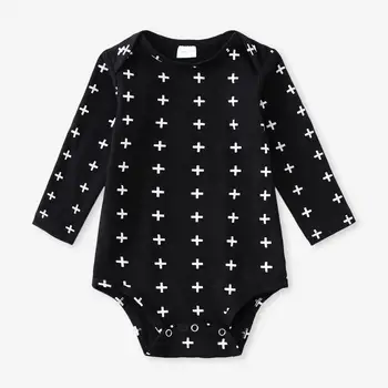 Baby Jumpsuits 0-24M Newborn Baby Boy En Kos Oblačila Bele in Črne Vzorec Novo Pomlad Poletje Bombaž Otroške igralne obleke