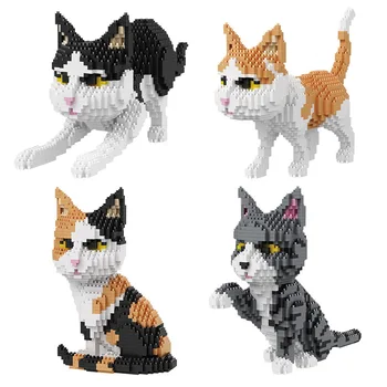 Balody Risanke Mačka Model Mini Micro Blok Anime Hišnih Mačk Niz Gradnikov Izobraževalne Igrače Za Otroke, Otroci Darila