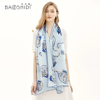 [BAOSHIDI]2019 Luksuzne blagovne Znamke Svile Dolg Šal, Ženske saten Svila Modni Šal, gospa elegantno, mehko pomlad naravne svile šal