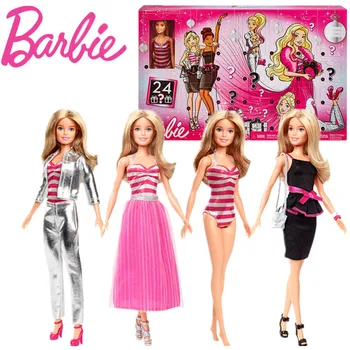 Barbie Božič je Adventni Koledar Lutka Nastavite GFF61 Obleko Gor, Obleke, Dodatki, Igrača Je Super Darilo Za Vse Barbie Fan