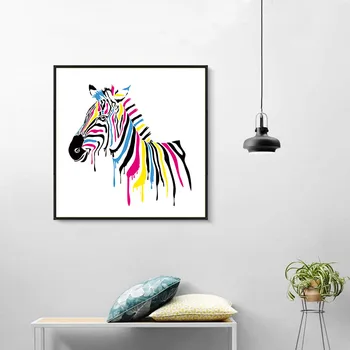 Barvna Zebra Platno Slikarstvo Sodobno Abstraktno Živali Nordijska Dekoracijo Sten Umetniške Slike za Office dnevna soba