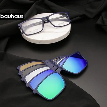 Bauhaus Polarizirana sončna Očala Moški 5 V 1 Magnetna Sponka Na Očala ULTEM Optični Recept za Očala Okvirji Eyeglass