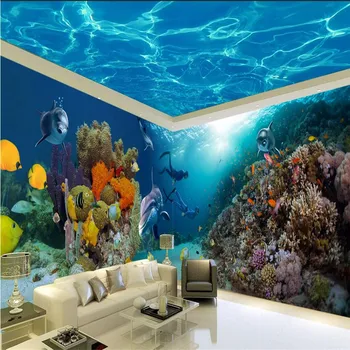 Beibehang ozadje podvodni svet dolphin koralni ozadju moderne Evropske umetnosti zidana dnevno sobo slikarstvo doma dekoracijo