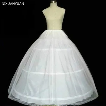 Belo Kroglo Obleke Petticoat za Poročno Obleko Puhasto 3 Hoop Krilo Underskirt Ženska Crinoline Petticoat
