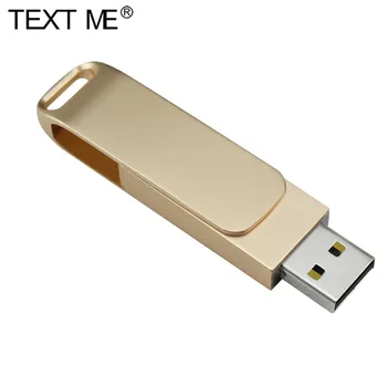 BESEDILO ME USB 2.0 4GB 8GB 16GB flash disk Pendrive 32GB 64GB pomnilnika memory stick Flash kovinski USB ključ Zavrtite za 360 pen drive