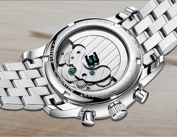 BINGER nove moške usnjene watch zapestje original luksuzni top blagovne znamke big samodejno modni športni Mehanske ure relogio masculino