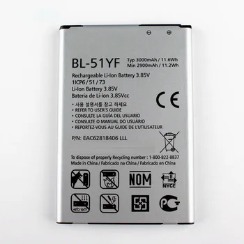 BL-51YF Mobilni Telefon Baterija Za LG G4 BL-51YF H815 H818 H810 VS999 f in 500 Zmogljivosti Nadomestno Baterijo 3000mAh