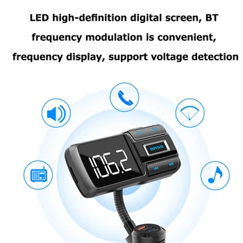 Bluetooth 5.0 Dvojno USB Avto Polnilec Oddajnik FM Modulator kompletom za Prostoročno QC3.0 polnilnik Brezžični Aux Avdio za MP3 Predvajalnik