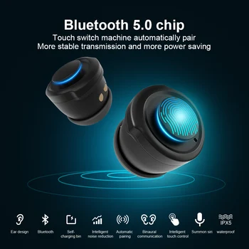 Brezžične Slušalke Brezžične Bluetooth Slušalke Bluetooth 5.0 IP67 Nepremočljiva Šport Pametno Gledati Manšeta Fitnes Zapestnica 2 v 1