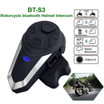BT-S3 Motoristična Čelada Interkom Bluetooth Slušalke Slušalke BTS3 Motocikla Komunikacijski Sistem FM Radio 3 Kolesarji Walkietalkie