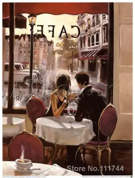 Cafe slike Po Urah za Brent Heighton platno umetnosti Visoko kakovostnih Ročno poslikane