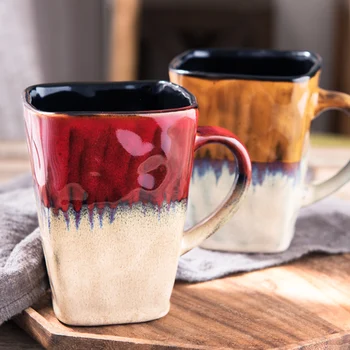 CHANSHOVA 400ml sodoben slog, osebnost barvno glazuro kvadratnih Keramični kreveljiti Porcelana skodelico kave ustvarjalno čaj pokal H254