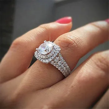 Choucong Izjavo nakit prstan AAAAA cz kamen 925 Sterling srebro Luksuzni Angažiranost, Poročni Bend, Obroči za ženske Stranka Nakit
