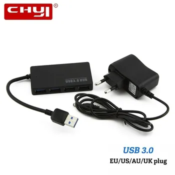 CHYI USB 3.0 Hub Več V Eni 4 Vrata USB3.0 Hab Splitter Z Zunanji Napajalnik Combo PC Dodatki Za Računalnik Macbook
