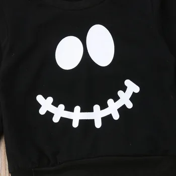 Citgeett Baby Fantje Malčka Halloween Black Swaetshirt Obleke Dolg Rokav T-shirt+Črtasto Zelene Hlače 2PCS Jeseni Set