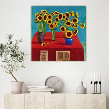 Citon David Hockney《Sončnice》Platno Umetnosti Oljno sliko Umetnine Plakat Slika Steni v Ozadju Dekor Doma Dnevna soba Dekoracijo