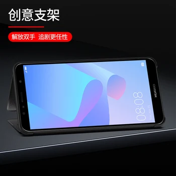 Clear View Ogledalo Flip Primeru Telefon za Huawei Y6 Prime 2018 Čast 7A Pro 3D Stojalo Usnja, Hrbtni Pokrovček Y 6 Y6Prime Honor7APro