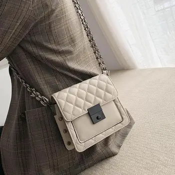 Crossbody vrečko 2020 moda kariran kvadratnih vrečko sac glavni femme noir zaklepanje sacola feminina luksuzni verige petit sac femme bandouli re