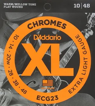 D'Addario ECG23 Chromes Ravno Rane Električna Kitara Strune, Ekstra Lahkega, 10-48