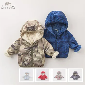 DB2858-B dave bella jeseni malčke baby fantje plašč modna oblačila malčke boys tiskanja Hooded coats otroke visoke kakovosti