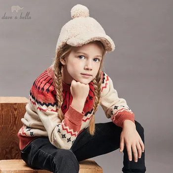 DBK11251 dave bella pozimi baby dekle moda pulover otrok pulover pleten pulover dojenčka, malčka dekleta lepe obleke
