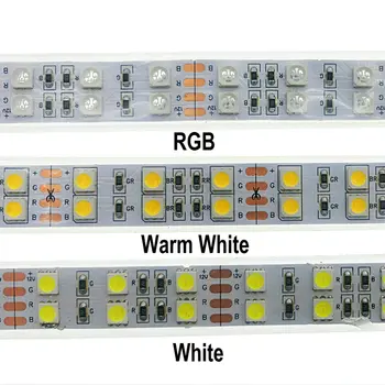DC12v 120leds/m RGB led trak 5050 5m/kolutu dvakrat zapored toplo bela/bela led trak svetlobe, ki Niso vodotesne