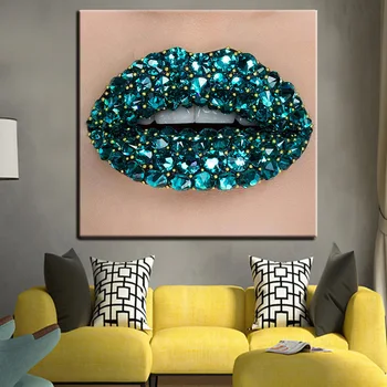 Diamond Seksi ustnice Platno HD Wall Art Plakati Stenske Slike Za dnevno Sobo Laminas Decorativas pared cuadros