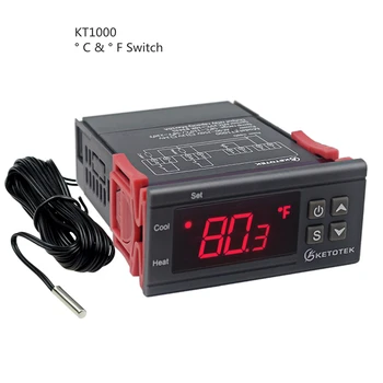 Digitalni KT1000 Temperaturni Regulator C/F Termostat 10A Rele Thermoregulator Ogrevanje, Hlajenje Stikalo Regulator za inkubator