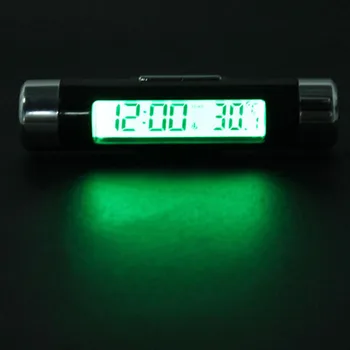 Digitalni LCD Clip-on 2 v 1 Avtomobilsko Digitalno Uro, ki Temperature, Termometer Koledar Avtomobilske Modra/Oranžna/Zelena Osvetlitev Ure