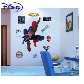 Disney 3d Učinek Junak Spiderman Skozi Nalepke Za Otroke, Soba Wall Art PVC Zdrobljen Stene Decals je DIY Plakati Darila